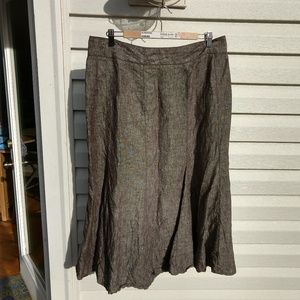 Tulip shape midi skirt, brown linen, sz16